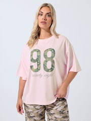 Yours Curve Pink Limited 98 Camo T-Shirt - Image 1 of 5