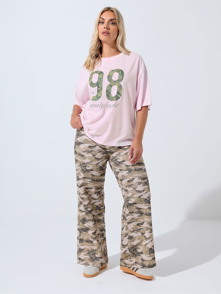 Yours Curve Pink Limited 98 Camo T-Shirt - Image 2 of 5
