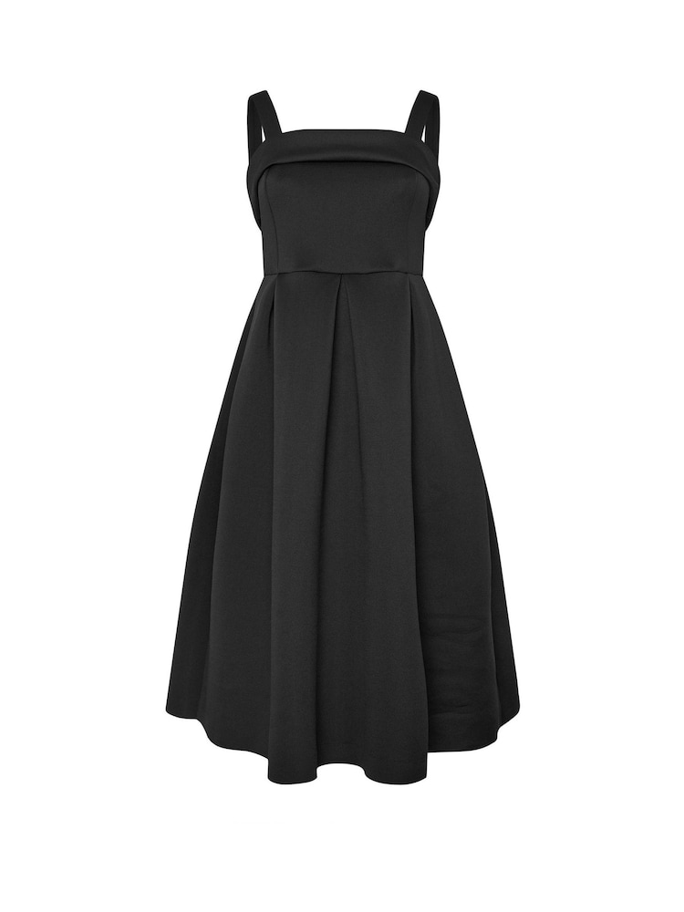 Yours Curve Black London Square Neck Fit and Flare Dress - Image 5 of 5