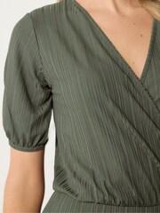 Long Tall Sally Green Ribbed Wrap Jumpsuit - Image 4 of 5