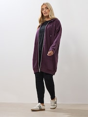 Yours Curve Purple Longline Zip Through Jacket - Image 3 of 5