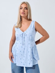 Top curto Yours Curve Limited com babados e detalhes da bainha - Imagem 1 de 5
