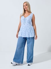 Top curto Yours Curve Limited com babados e detalhes da bainha - Imagem 2 de 5