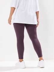 Yours Curve Purple Ribbed Leggings - Image 3 of 5