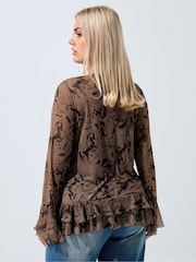 Blusa de malha com babados e estampa de cavalo Yours Curve Limited - Imagem 2 de 5