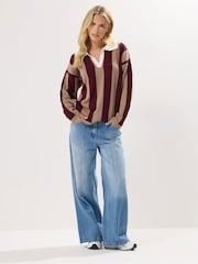 PixieGirl Petite Red Vertical Stripe Rugby Jumper - Image 1 of 5