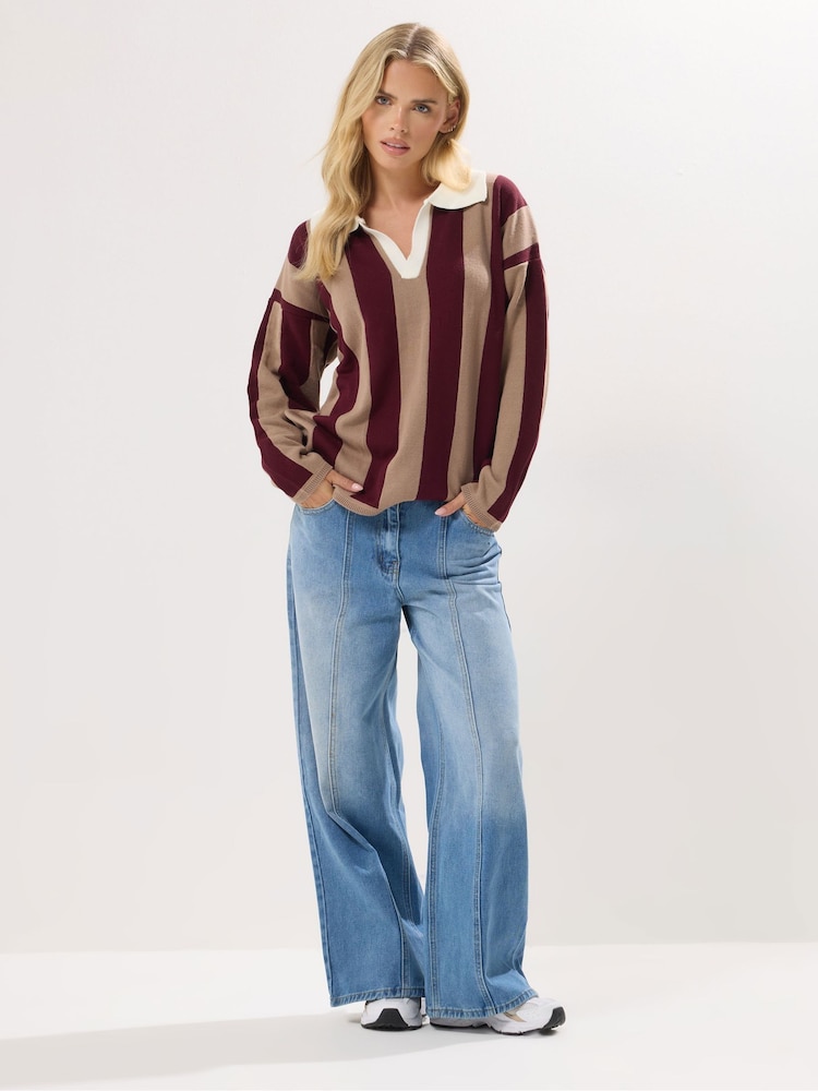 PixieGirl Petite Red Vertical Stripe Rugby Jumper - Image 1 of 5