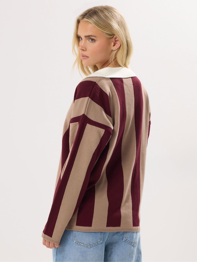 PixieGirl Petite Red Vertical Stripe Rugby Jumper - Image 2 of 5