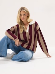 PixieGirl Petite Red Vertical Stripe Rugby Jumper - Image 3 of 5