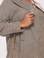 Yours Curve Natural Collared Check Blouse - Image 4 of 5