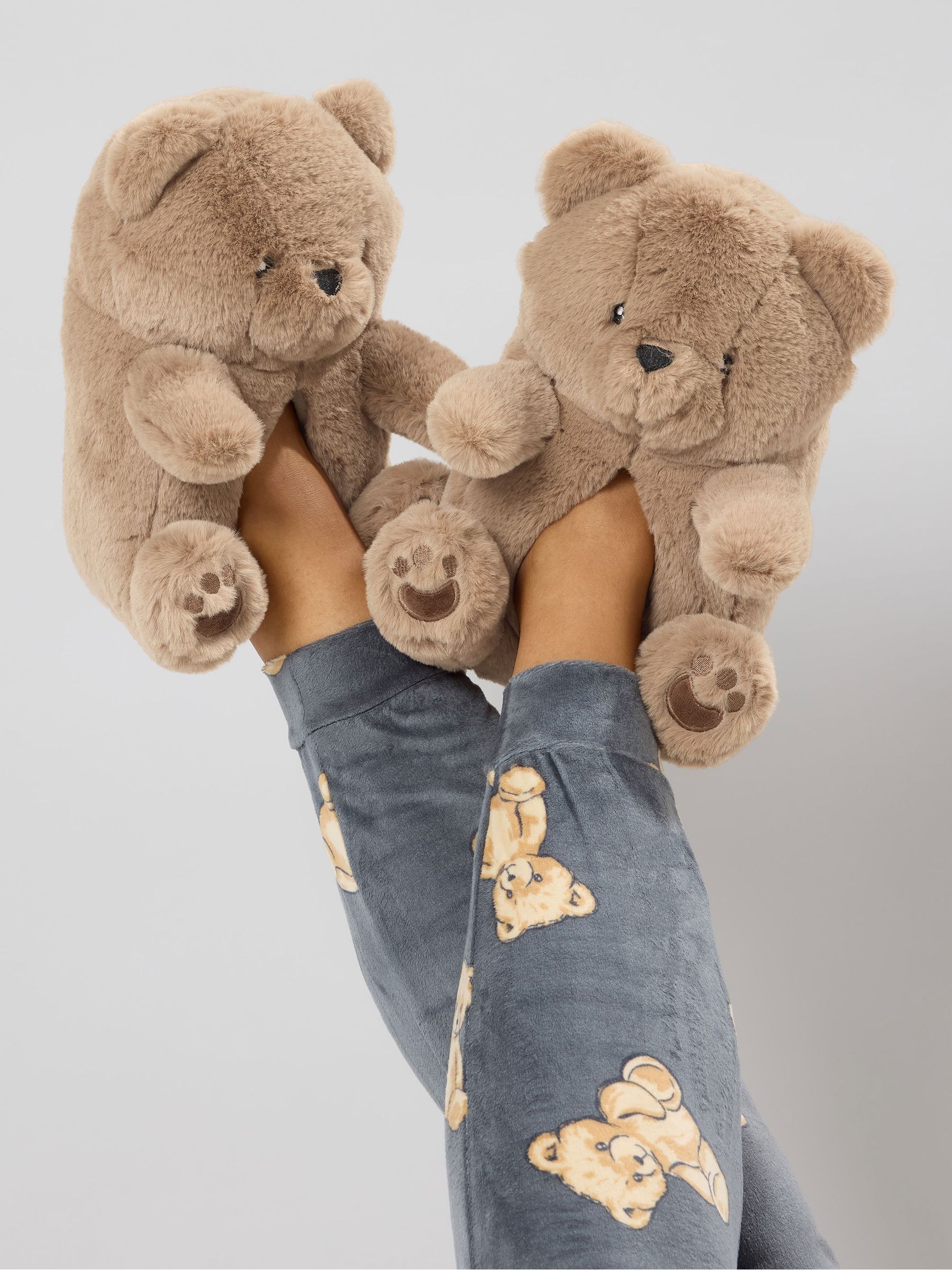 Buy Yours Curve Brown Teddy Bear Slippers from the Next UK online shop