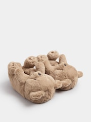 Yours Curve Brown Teddy Bear Slippers - Image 3 of 6