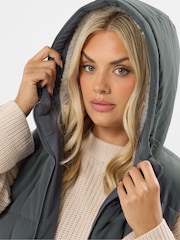 Yours Curve Grey Midi Micro Fibre Gilet - Image 4 of 5