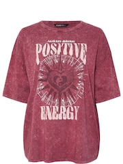 Yours Curve Pink Oversized Boxy T-Shirt - Image 4 of 5