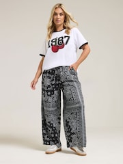 Yours Curve Black Paisley Wide Leg Trousers - Image 3 of 5