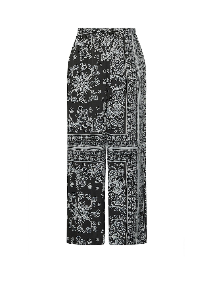 Yours Curve Black Paisley Wide Leg Trousers - Image 5 of 5
