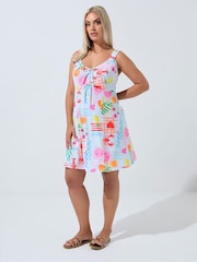 Yours Curve Limited Mini Tie Beach Motif Dress - Imagem 3 de 5