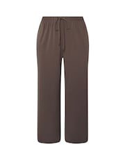 Yours Curve Brown Washed Twill Wide Leg Trousers - Image 5 of 5