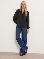 Long Tall Sally Black Tie Neck Top - Image 1 of 5