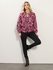Long Tall Sally Red Paisley Button Shirt - Image 3 of 6