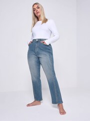 Yours Curve Blue Carrot Jeans - Image 1 of 6