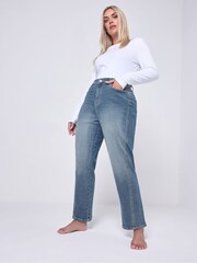 Yours Curve Blue Carrot Jeans - Image 2 of 6
