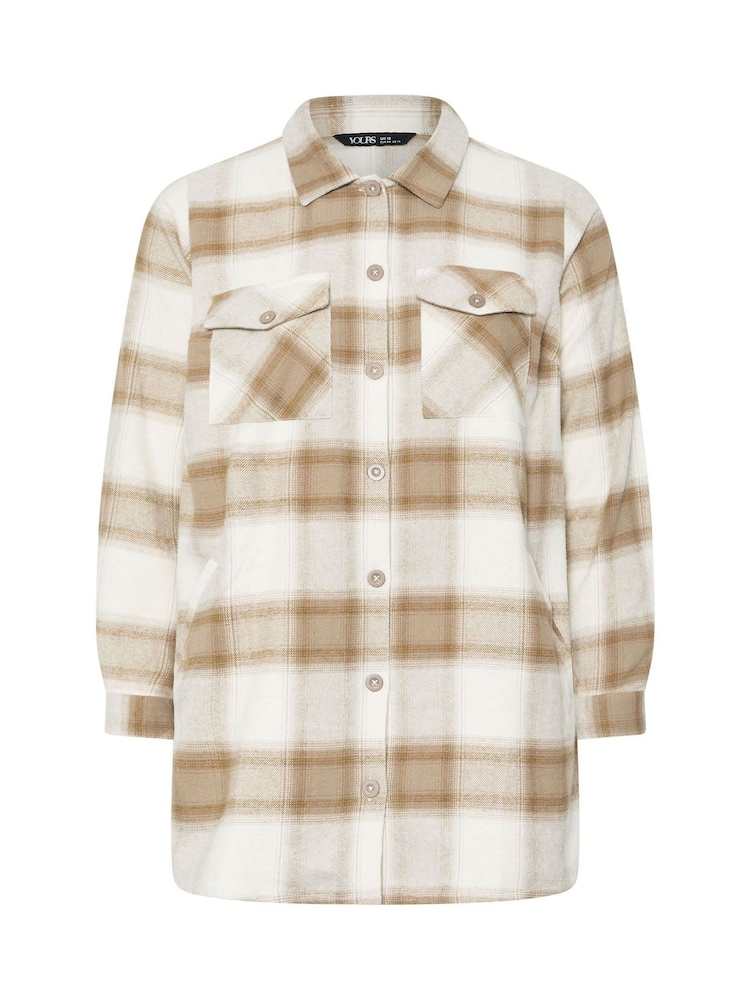 Yours Curve Natural Check Shacket - Image 5 of 5