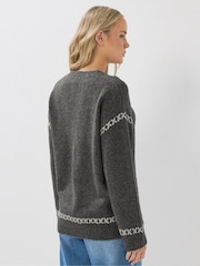 Long Tall Sally Grey Cross Stitch Jumper - Image 2 of 5