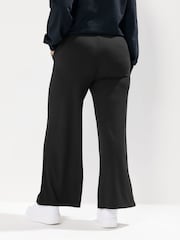Yours Curve Black Wide Leg Ribbed Pull On Trousers - Image 3 of 5