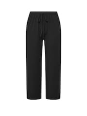 Yours Curve Black Wide Leg Ribbed Pull On Trousers - Image 5 of 5