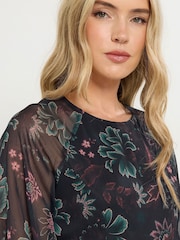 Long Tall Sally Black Floral Print Midaxi Chiffon Dress - Image 4 of 5