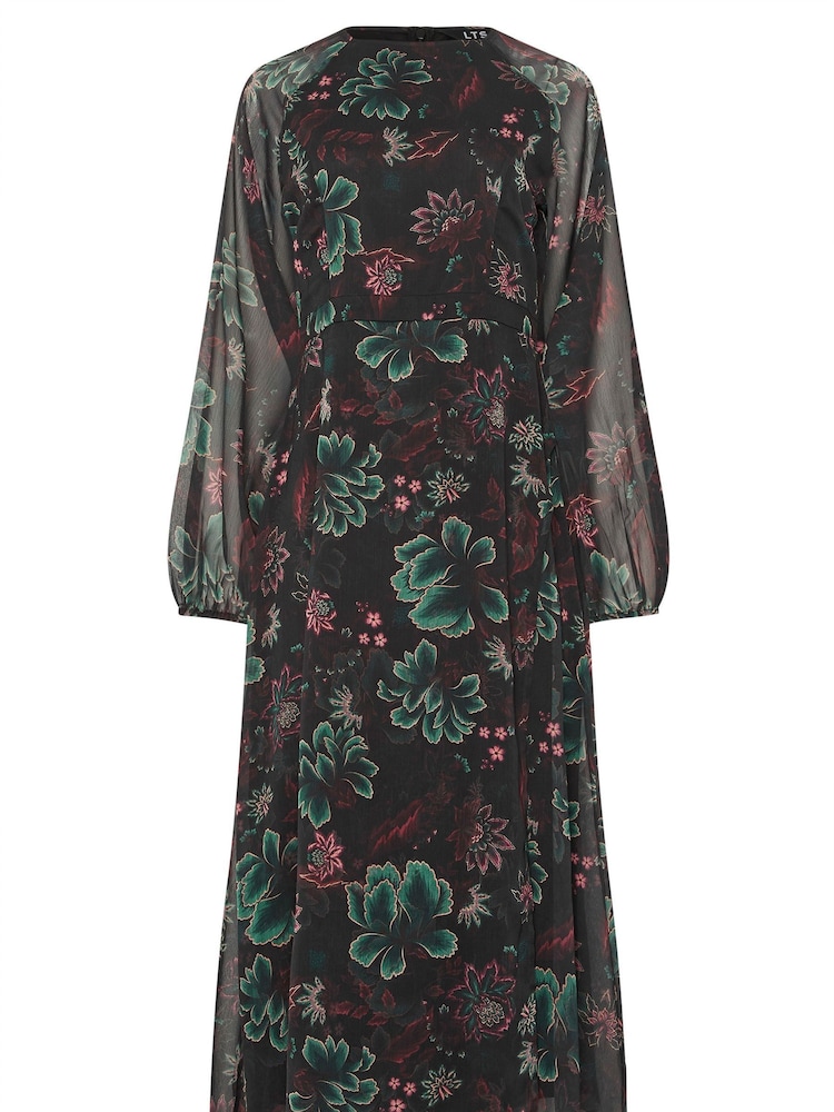 Long Tall Sally Black Floral Print Midaxi Chiffon Dress - Image 5 of 5