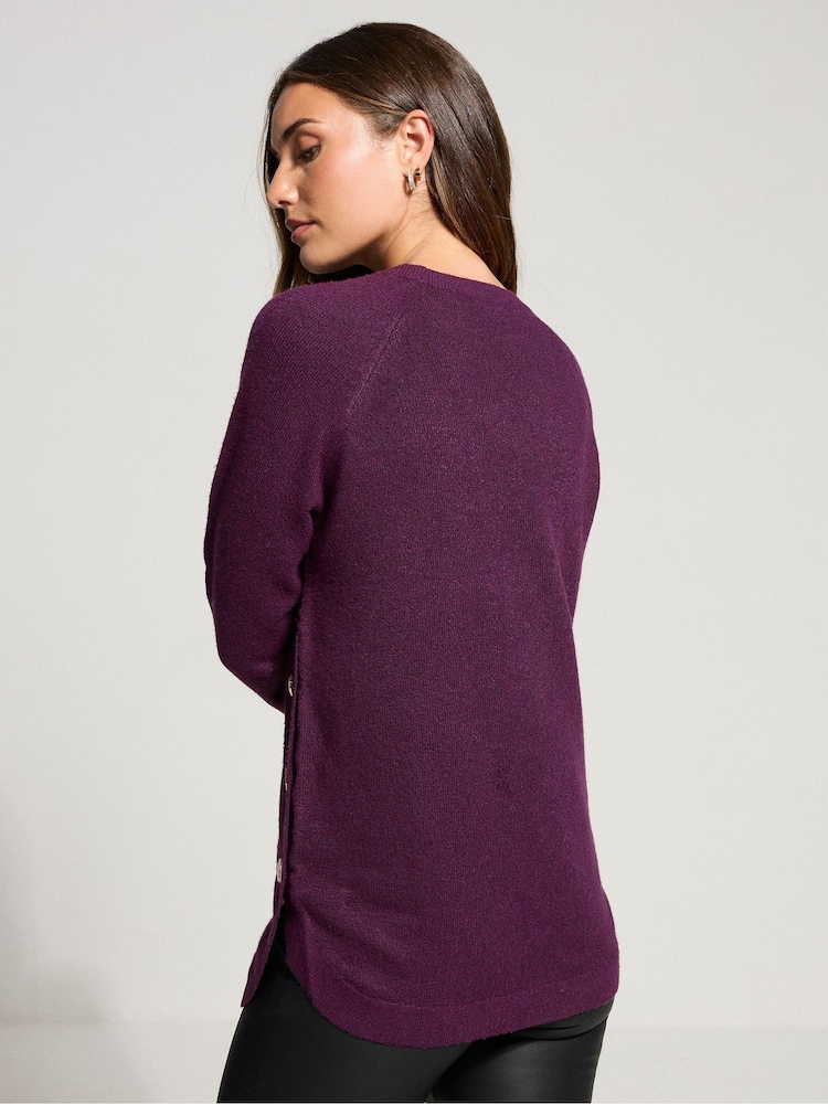 Long Tall Sally Purple Longline Pearl Button Jumper - Image 2 of 5
