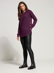 Long Tall Sally Purple Longline Pearl Button Jumper - Image 3 of 5