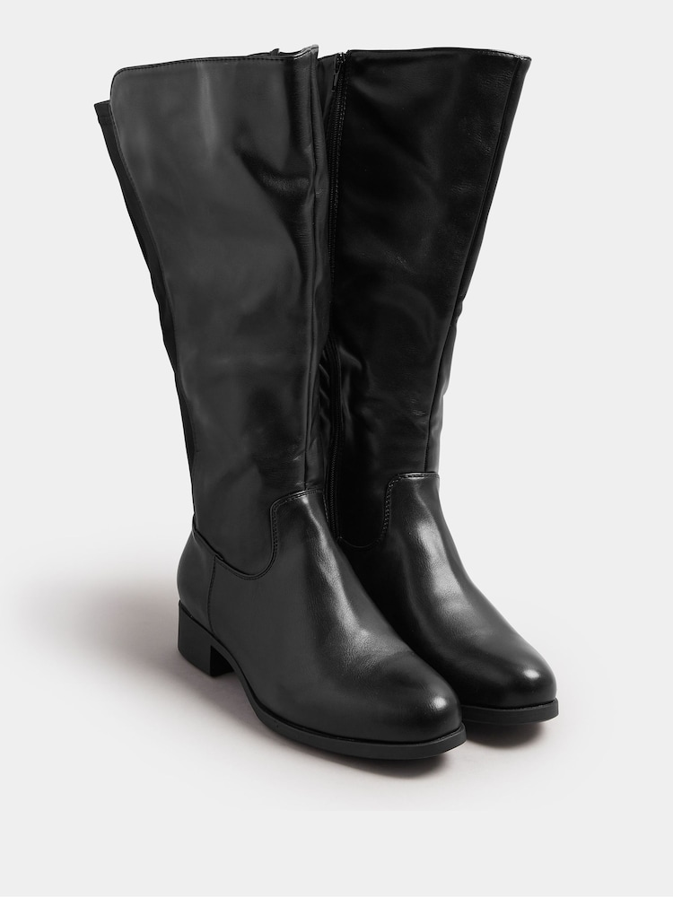 Yours Curve Black Extra Wide Fit Extra Wide Fit Stretch Knee Boots - Image 2 of 5 Yours Curve Black Extra Wide Fit Extra Wide Fit Stretch Knee Boots - Image 2 of 5