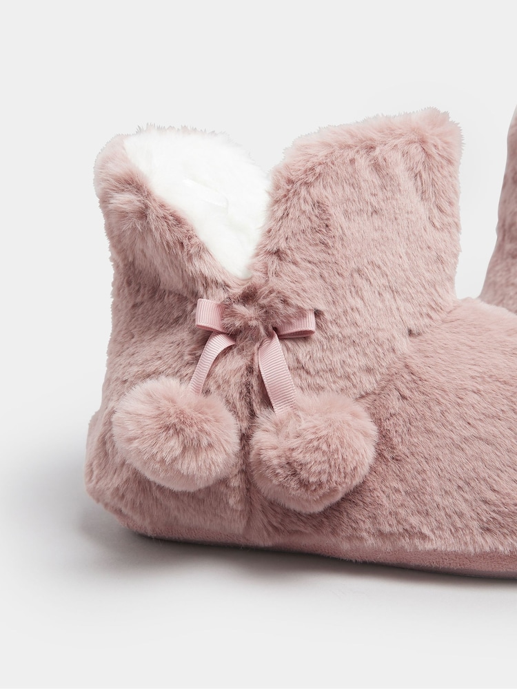 Yours Curve Pink Pom Pom Faux Boots - Image 6 of 6