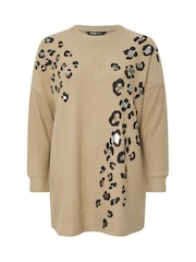 Yours Curve Natural Soft Touch Leopard Print Jumper - Image 5 of 5