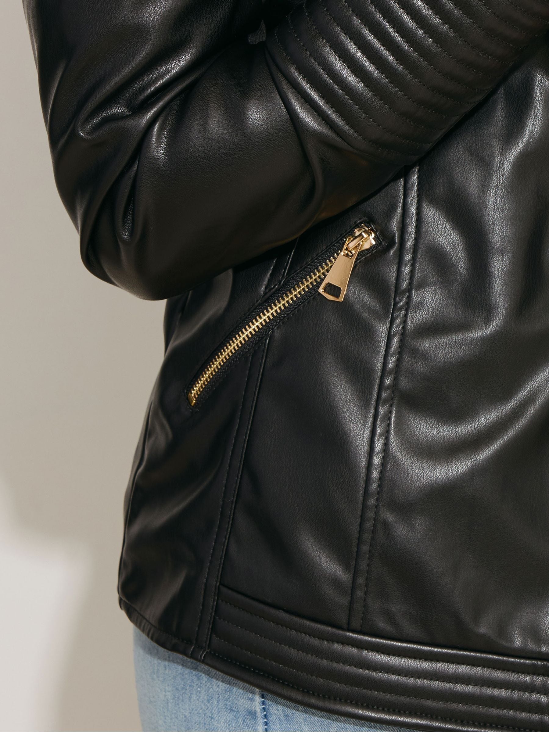 Buy Long Tall Sally Black Faux Leather Biker Jacket from Next USA