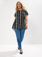 Preto - Yours Curve Swing Top Pico Trim T-Shirt - Imagem 2 de 5