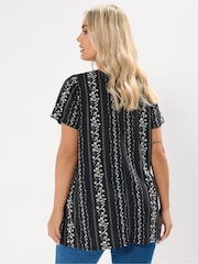 Preto - Yours Curve Swing Top Pico Trim T-Shirt - Imagem 3 de 5