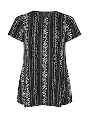 Preto - Yours Curve Swing Top Pico Trim T-Shirt - Imagem 5 de 5