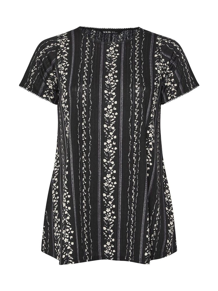 Preto - Yours Curve Swing Top Pico Trim T-Shirt - Imagem 5 de 5