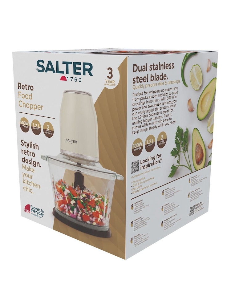 Salter Cream Retro Glass Chopper - Image 1 of 5 Salter Cream Retro Glass Chopper - Image 1 of 5