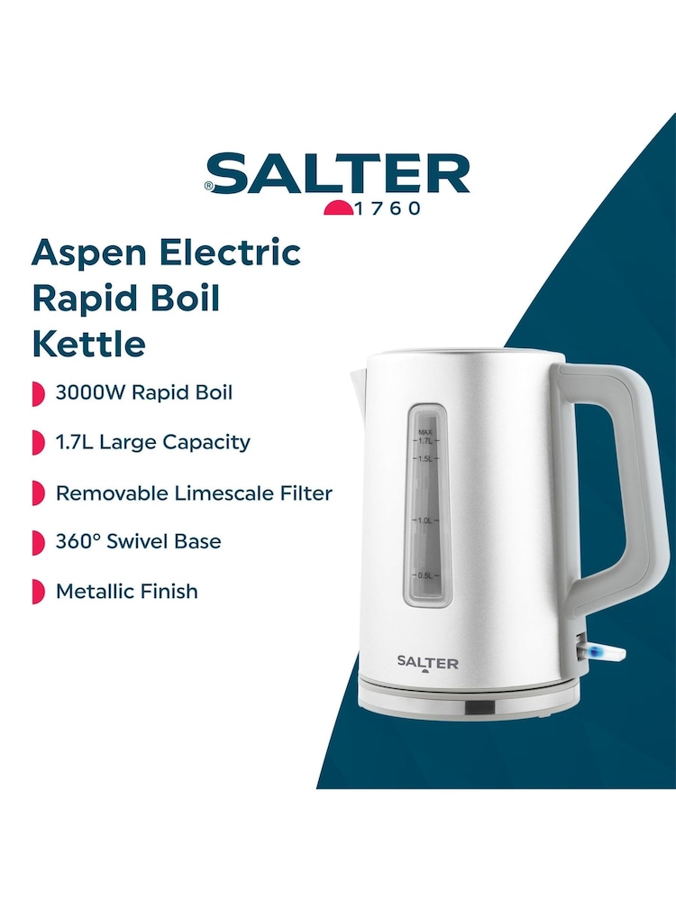 Salter Silver Aspen Rapid Boil Kettle - Image 6 of 6 Salter Silver Aspen Rapid Boil Kettle - Image 6 of 6