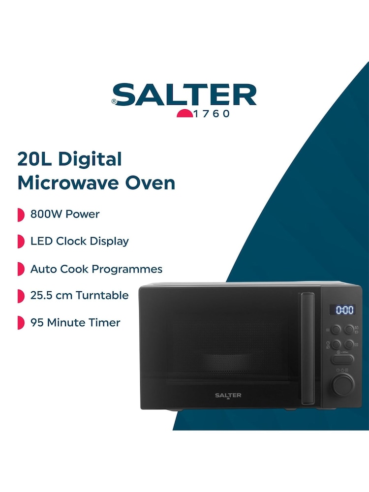 Salter Black Kuro 20L Digital Microwave - Image 6 of 6 Salter Black Kuro 20L Digital Microwave - Image 6 of 6