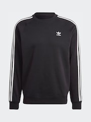 adidas Originals Black Adicolor Classics 3-Stripes Crew Sweatshirt - Image 2 of 2