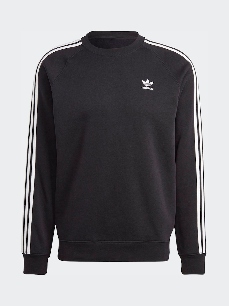 adidas Originals Black Adicolor Classics 3-Stripes Crew Sweatshirt - Image 2 of 2