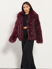 PixieGirl Petite Red Mongolian Fur Jacket - Image 3 of 6