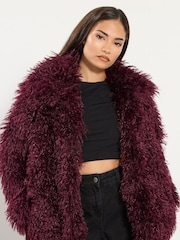 PixieGirl Petite Red Mongolian Fur Jacket - Image 4 of 6