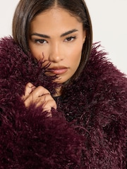 PixieGirl Petite Red Mongolian Fur Jacket - Image 5 of 6